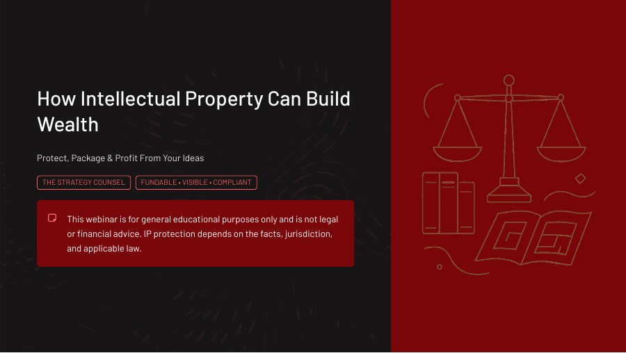 How Intellectual Property Can Build Wealth workshop cover
